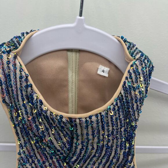 Madison James SZ 4 Purple/Blue‎ Sequin 2-Piece Racer Back Mermaid Prom Dress - Picture 12 of 16